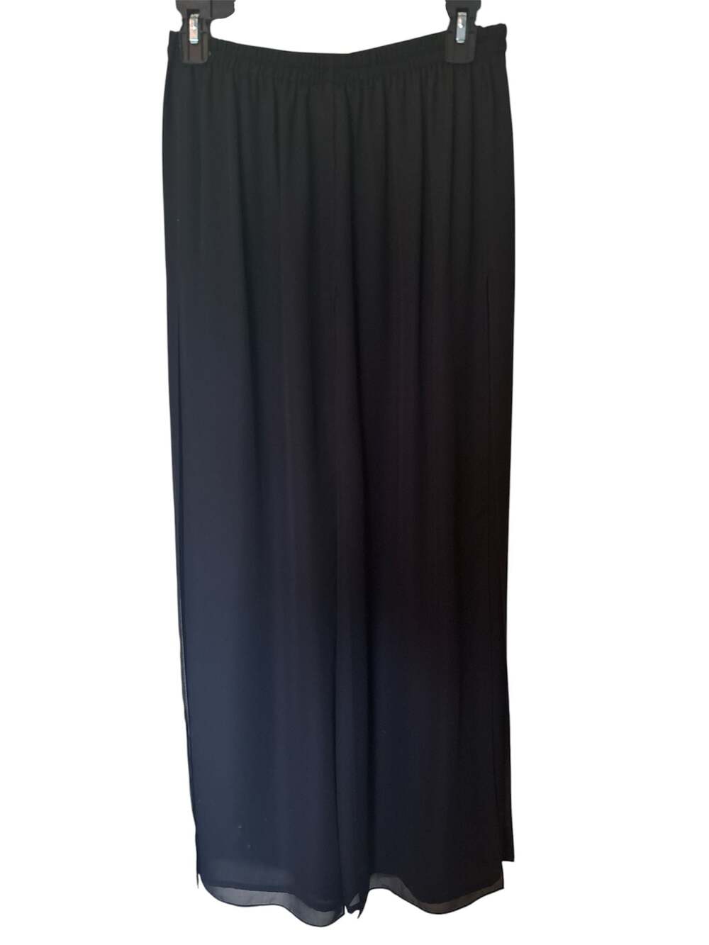 Adrianna Papell Evening Essentials Black Chiffon Wide-Leg Palazzo Pants